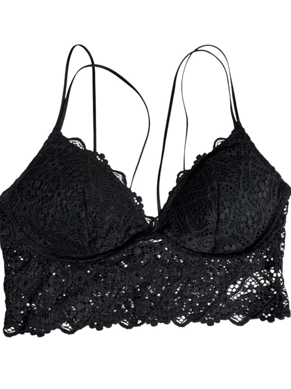 Black lace nylon padded lightly lined bralette size S